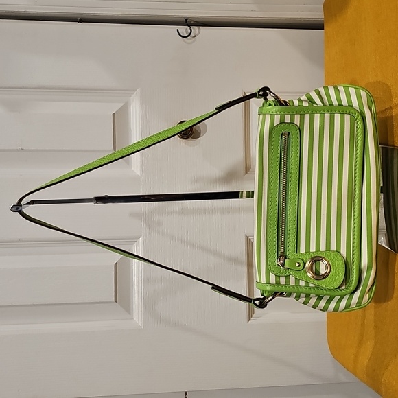 Kate Spade Vintage Y2K Kelly Green Striped Shoulder Bag EUC - Picture 1 of 13
